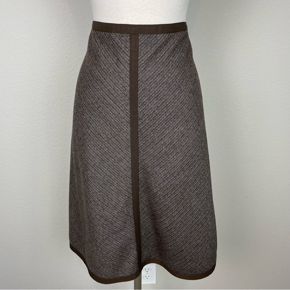 Loro Piana Dresses & Skirts - Loro Piana Brown Chevron Cashmere/Wool Skirt Textured A-Line Skirt Sz 48